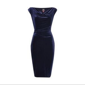 Vince Camuto Navy Blue Velvet Dress Size 6